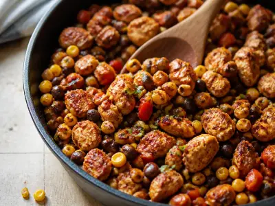 Cajun Chicken Corn Skillet served as a weeknight dinner